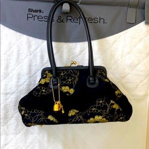 Black with gold embroidered purse